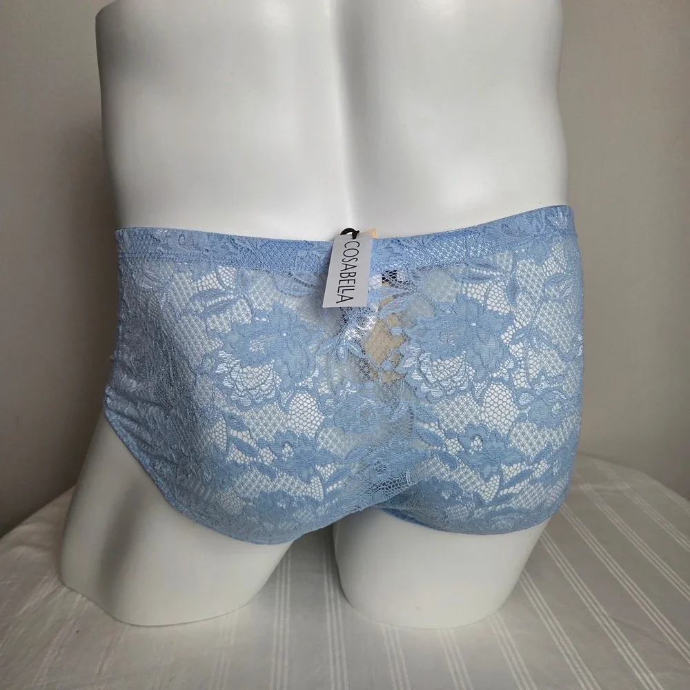 Cosabella Mens Never Say Never Lace Briefs Light Blue Low Rise Pouch Underwear